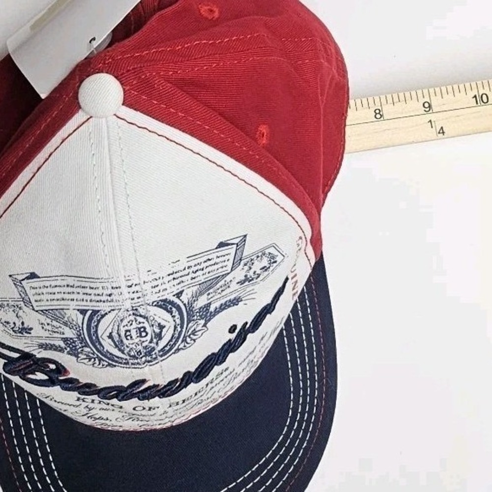 Budweiser King of Beers‎ Hat Red White Blue Cotton Spandex M/L Baseball Cap NEW - Picture 9 of 9